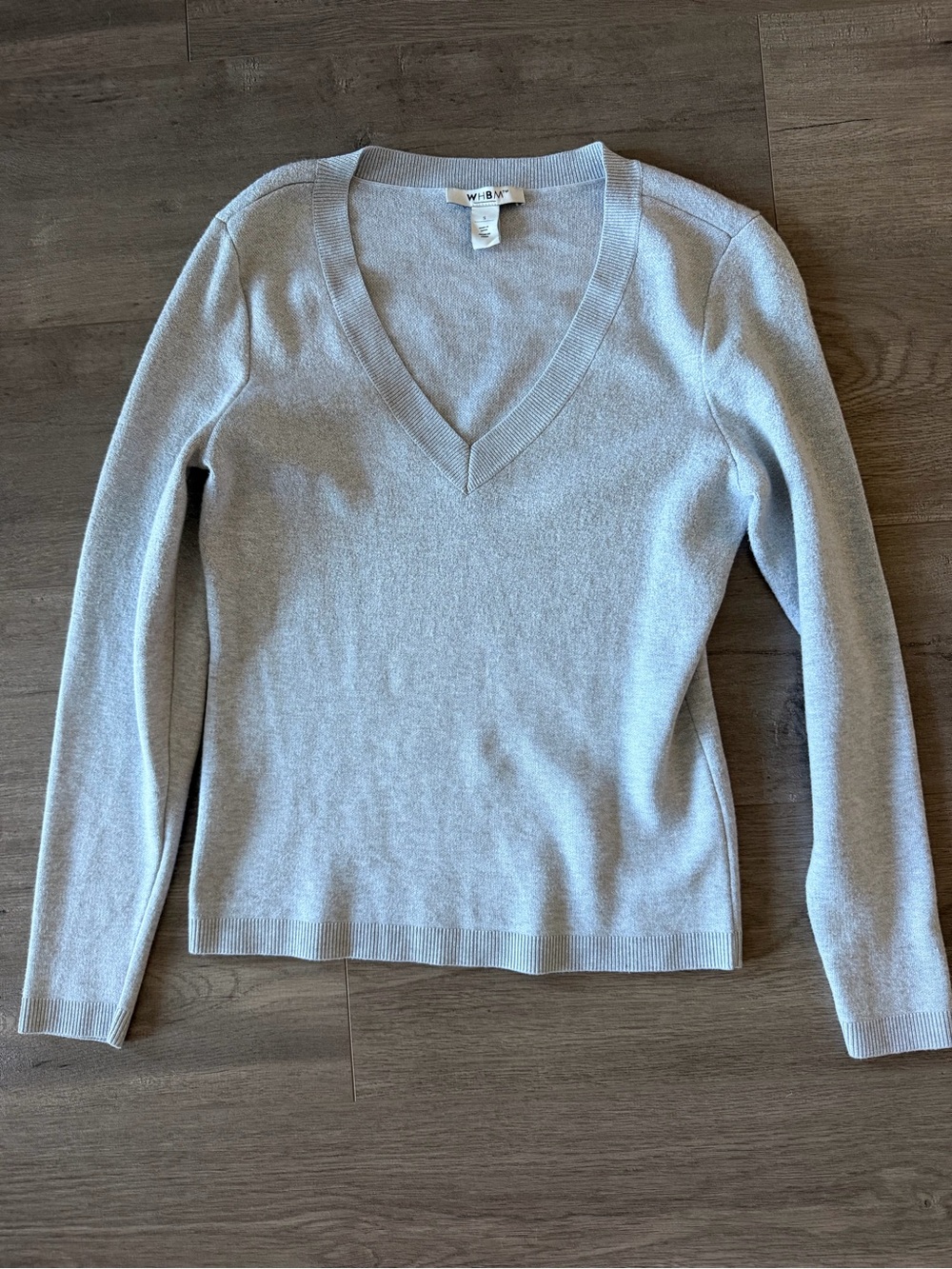 White House Black Market Silver and Gray  Ombré V-Neck Sweater - Women's Small